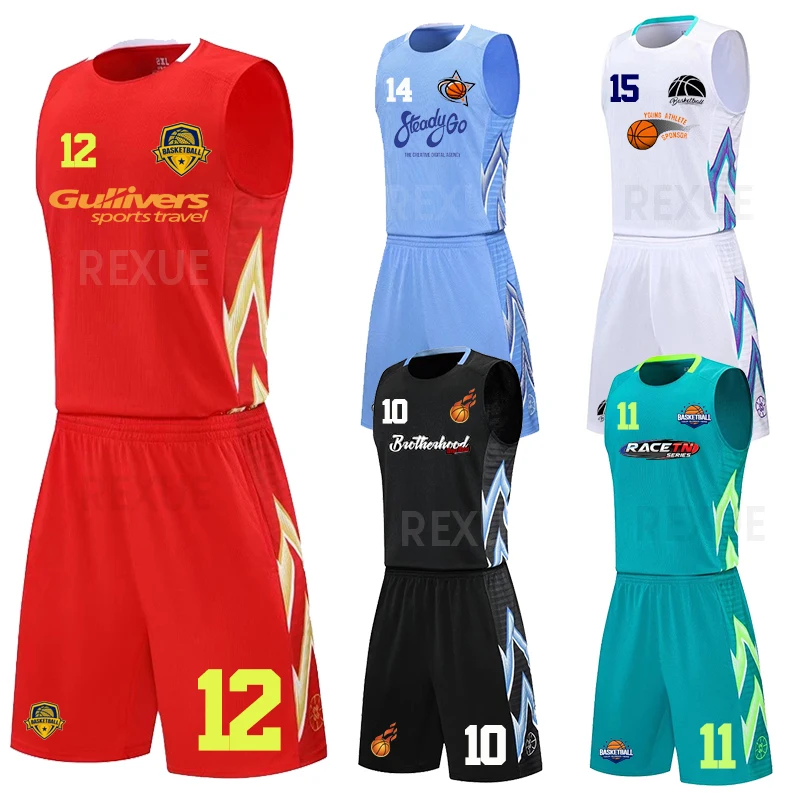 2022 New Custom Basketball Uniforms Sets throwback Men College DIY
