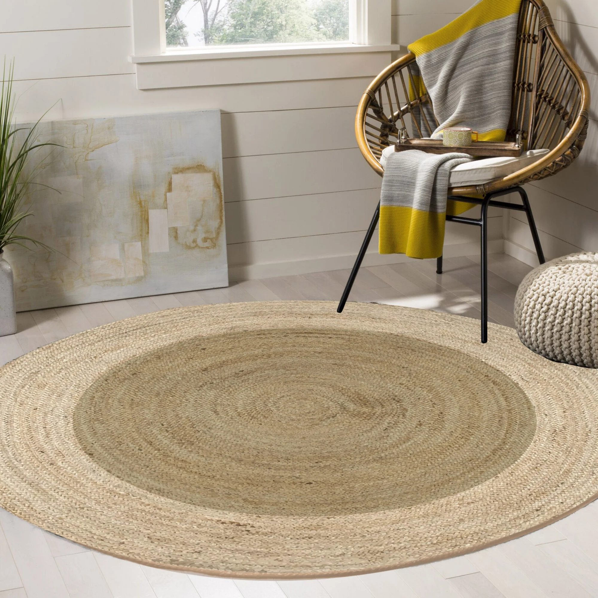 Else Brown Round Sisal Handmade Flatweave Natural Jute Carpet Round