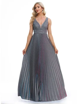 فساتين سهرة فاخرة مثيرة عميقة على شكل حرف v ترتر أزرق للنساء أنيقة على شكل حرف V لحفلات الزفاف فستان كوكتيل طويل للحفلات الراقصة