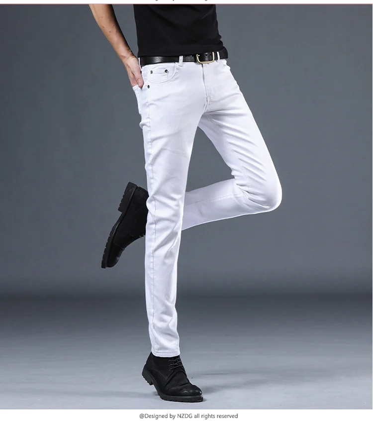 2022 Spring and Autumn New Men's Fashion Casual Pure Color Jeans Classic Stretch Slim Men's Cotton High Quality Jeans 28-36 skinny fit jeans