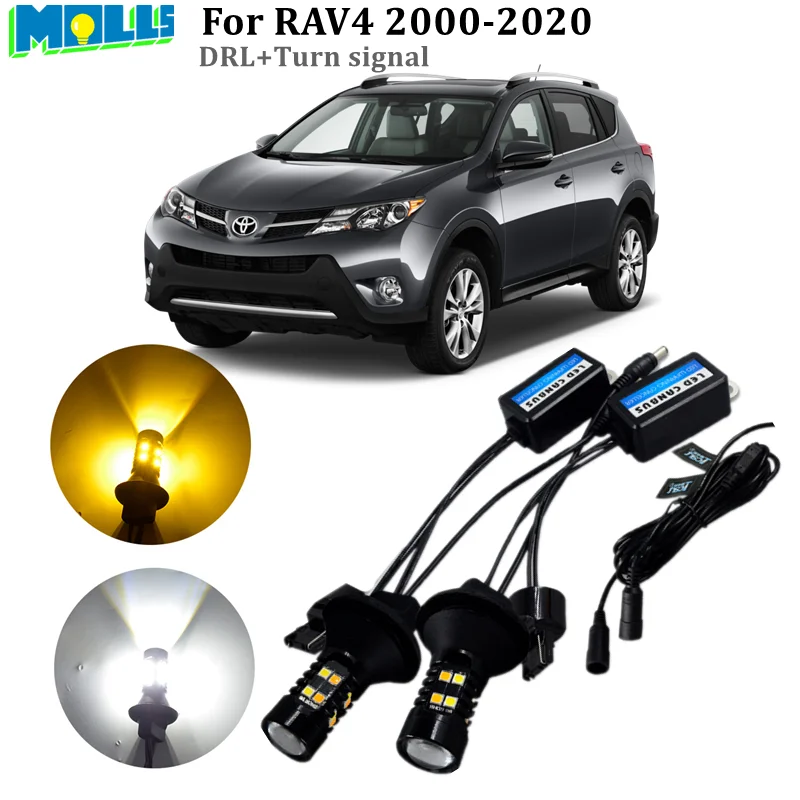 

Для Toyota RAV4 2000-2020 XA30 40 50 T20 7440 WY21W указатели поворота drl светодиодные дневные ходовые огни и передние указатели поворота все в одном