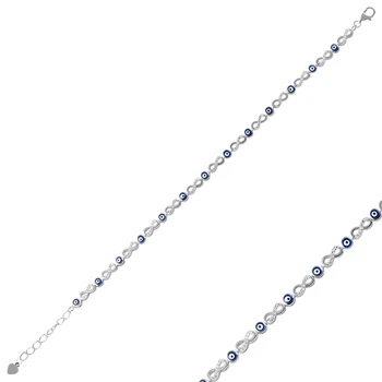 

KUTAYDAN 925 Sterling Silver Eye Zircon Cubic Zirconia Infinity Bracelet