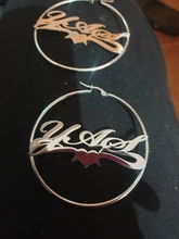 personalizad pendientes de acero inoxidable mujer Pendientes de aro con colgante de nombre personalizado para mujer, aretes de gota para mujer, placa con nombre de acero inoxidable, regalo de joyería para mujer