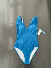 One-Piece Swimsuit Bathing-Suits Ruched Monokini CUPSHE Teal Ruffle Girl Green Beach