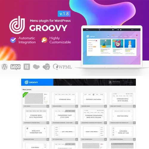 Groovy-Mega menú, reposacabezas, Mega menú, compatible con todo tipo de botones