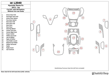 

Interior trim for Hyundai Santa Fe 2013-UP. Set L2040.
