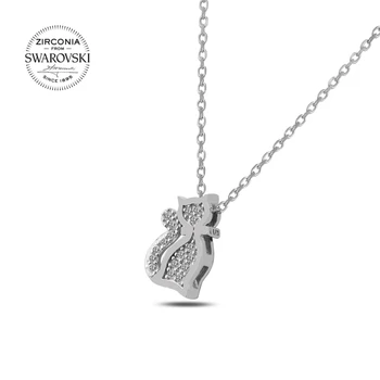 

KUTAYDAN Swarovski Zirconia Cubic Zirconia Cat Pendant 925 Sterling Silver