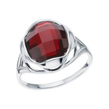 

Silver ring with Garnet synthetic sunlight sample 925