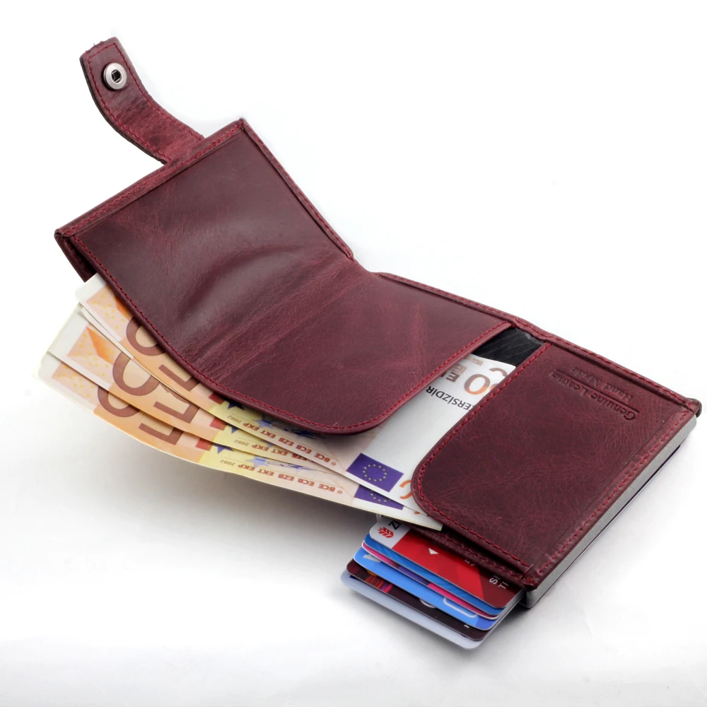 Smart Wallet Business Card Holder Real Cow Leather Handmade Smart Automatic Card Holder Men Gift
