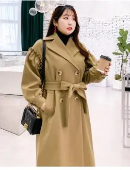 Высокое качество пальто большого размера женские модные шерстяные пальто новая осенняя одежда свободная Корейская версия 686 - Цвет: Khaki
