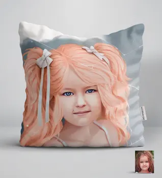 

Personalized Female Child Artistic Portrait Design White Yastık-3