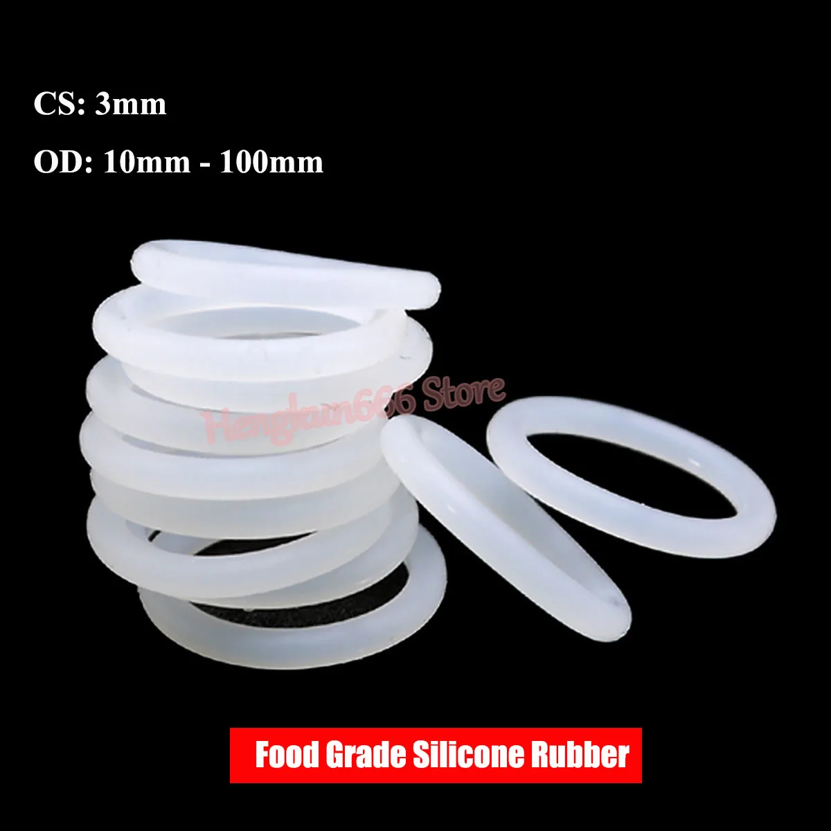 10 pièces CS 3mm blanc joint torique OD 10~100mm Silicone de qualité  alimentaire joints toriques anneau en silicone joint haute température  (Color : 10Pcs, Size : OD 10mm ID 4mm) : : Bricolage