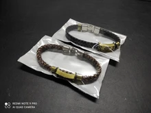 HEYu-pulsera trenzada de cuero con personaje de dibujos animados, brazalete de aleación, joyería para disfraz