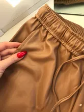 Pants Trousers Women Drawstring Female High-Waist WOTWOY Spliced Loose Autumn Straight