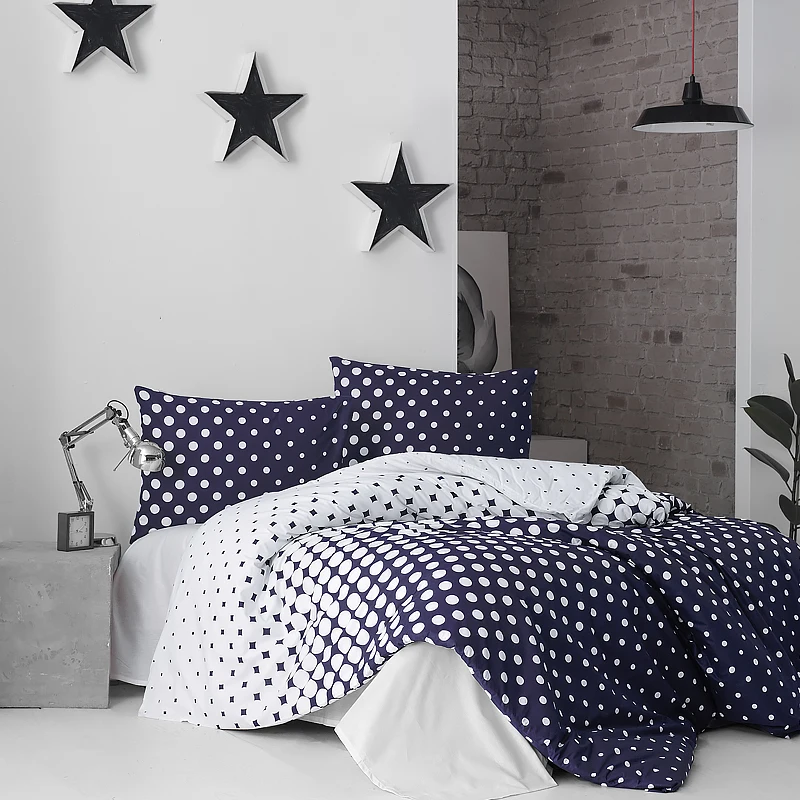 

Lady Moda Bed Linen Set Navy Notes Luxury Ranforce Bedding Set Twin/Full/Queen/King Size 3/4/5 pcs Duvet Cover Set from Turkey