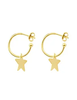

Gold hoop earrings with star smooth