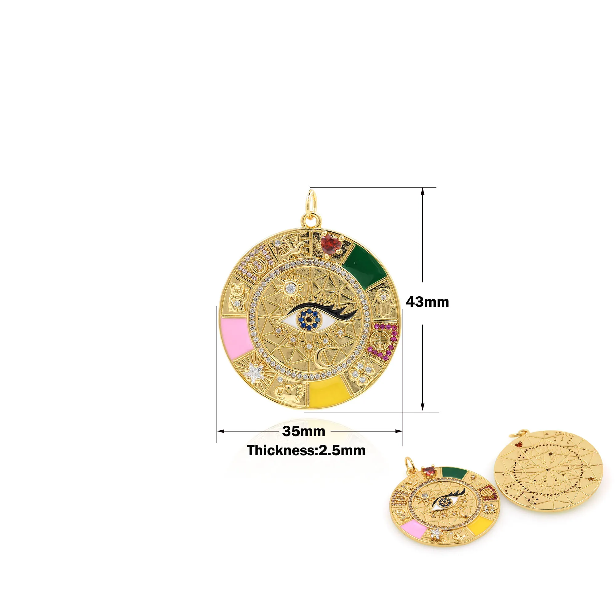 

Disc Pendant For Bracelet Necklace Jewelry Making Supplies Accessories Cubic Zirconia Evil Eye Jewelry Accessories
