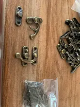 KAK-cerrojo de candado de hierro y bronce antiguo, 12 uds., 34x28mm, cerradura de gancho para Mini joyería, caja de madera con tornillos, Hardware para muebles