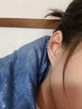 5 unids/set puños de oído hoja de oro brazalete de oído pendientes de Clip pendientes largos aretes pendientes para las mujeres Earcuff sin Piercing falso pendientes de cartílago