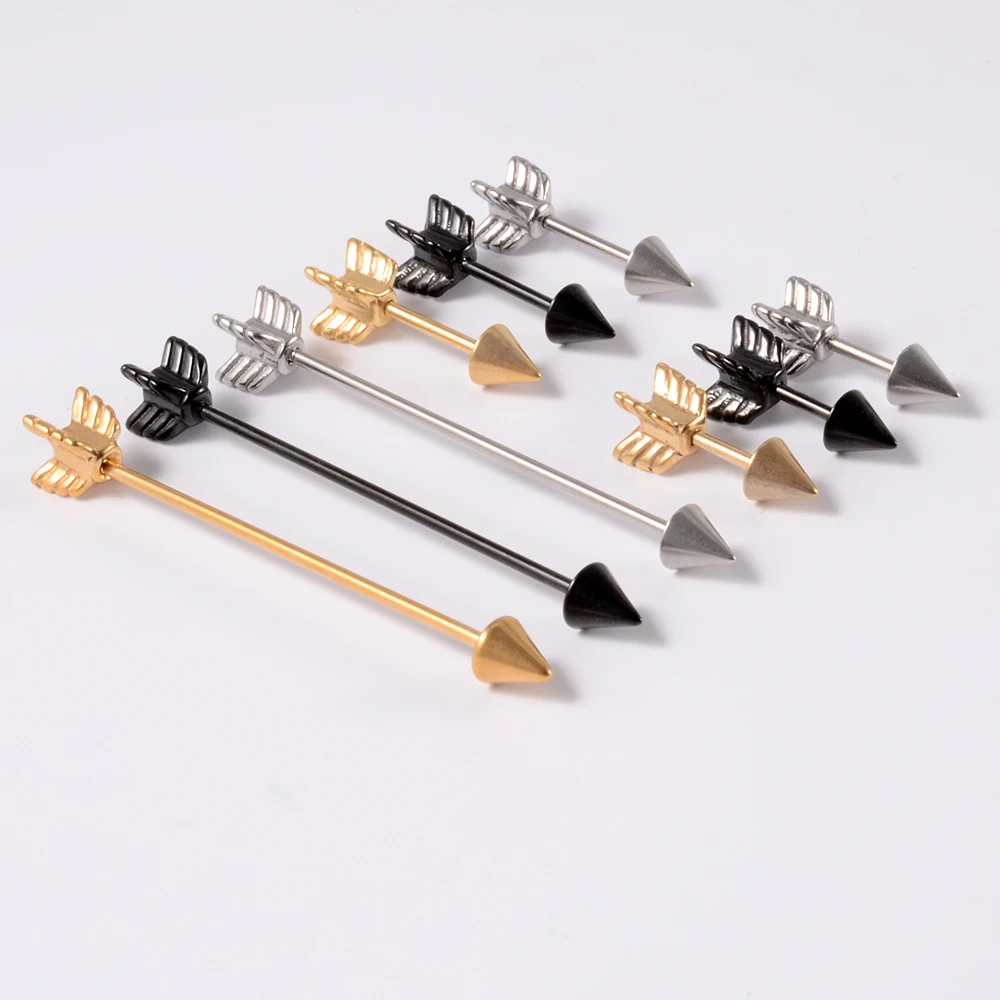 1Pcs Surgical Steel Arrow Design Spike Cartilage Earrings Multi