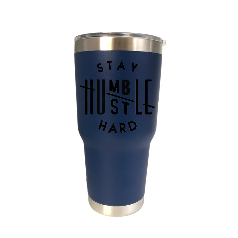 Оставайся скромным Hustle жесткий Рождественский подарок стакан пивная кружка с двойными стенками Изолированная вакуумная фляжка Нержавеющая сталь термос кофейные кружки - Цвет: 30oz dark blue