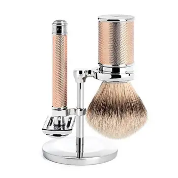 

Set shaving Mühle shaving brush badger Tip Silver & traditional razor rose gold R41