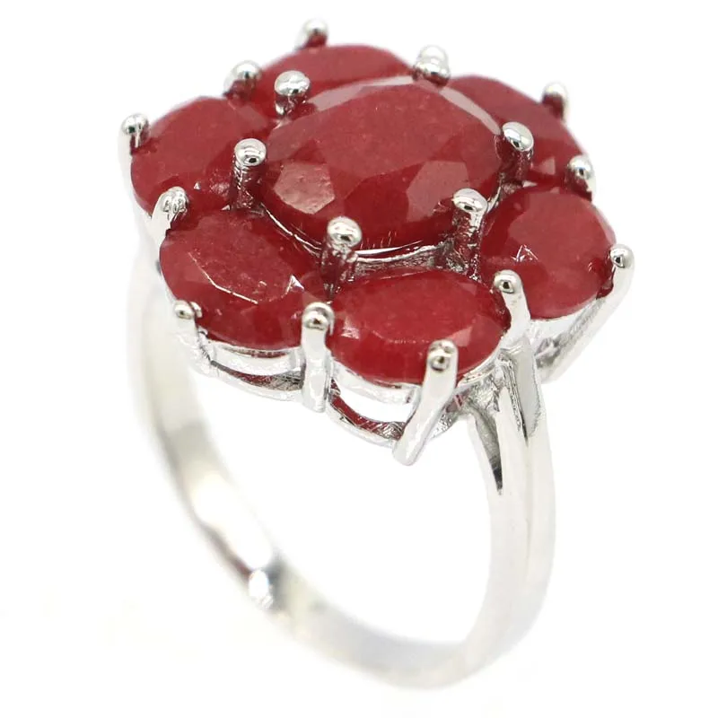 Real Green Emerald Real Red Ruby Silver Ring 20x17mm Women Fashion Jewelry Buy 5 Get 1 Free