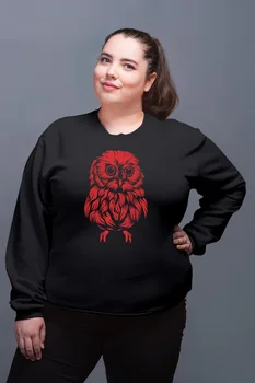 

Angemiel Wear Red Cute Owl Black Women Sweatshirt