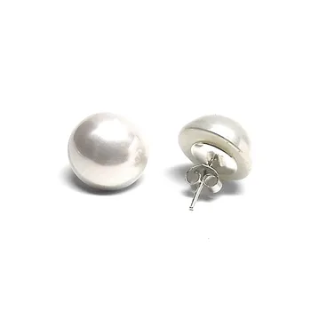 

Sterling silver earrings 925m half ball pearl shell 16mm. [AB1313]