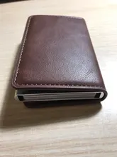 Bycobecy de tarjeta de crédito titular de la cartera de las mujeres de los hombres de Metal RFID Vintage bolso de cuero de poliuretano Crazy Horse Banco titular de caso