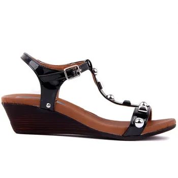 

Moxee-Black White Leather Women Female Sandals