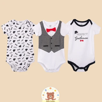 Bobo Leader Hudson Baby Luvable Friends Top quality 100 Cotton Rompers toddler boys jumpsuit 0-12M newborn set 3pcs tanie i dobre opinie Fashion O-Neck Short Fits true to size take your normal size Baby Boys Bodysuits Print