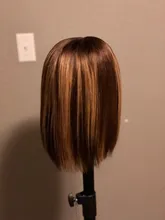 Pelucas de cabello humano liso de 13x4, postizo de encaje frontal, Remy brasileño, sin pegamento, color resaltado, n. ° 4/27, Bob corto