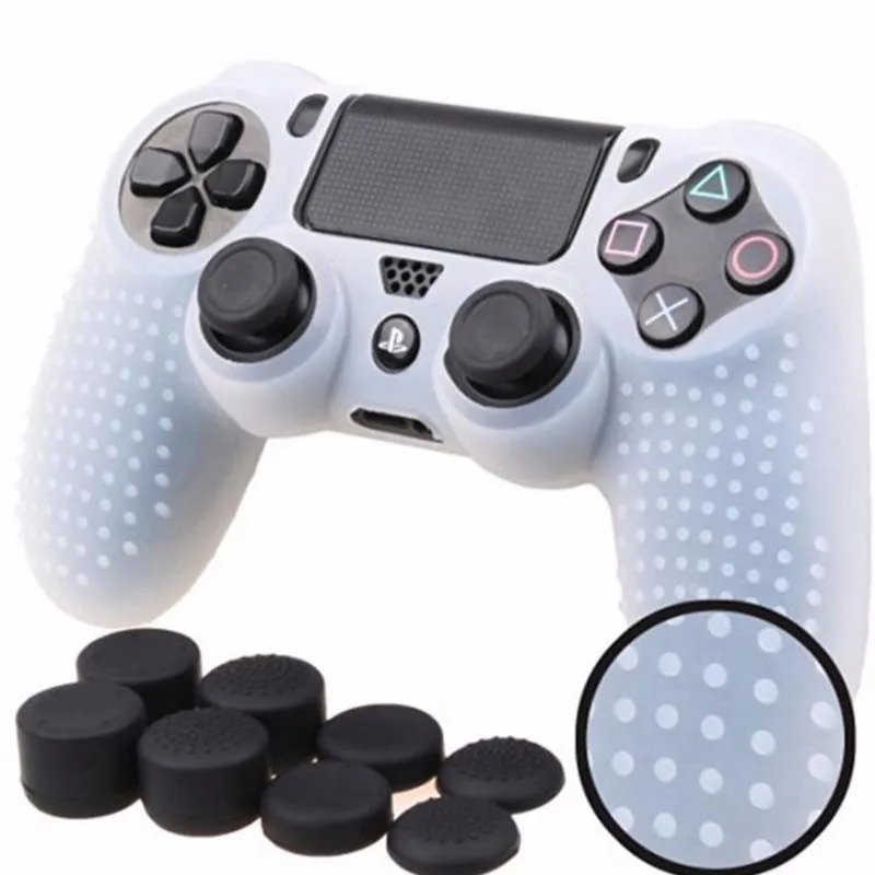 Силиконовый чехол для игрового контроллера PS4 нескользящий чехол 8 в 1 насадки для стиков для sony playstation 4 геймпад защитный чехол