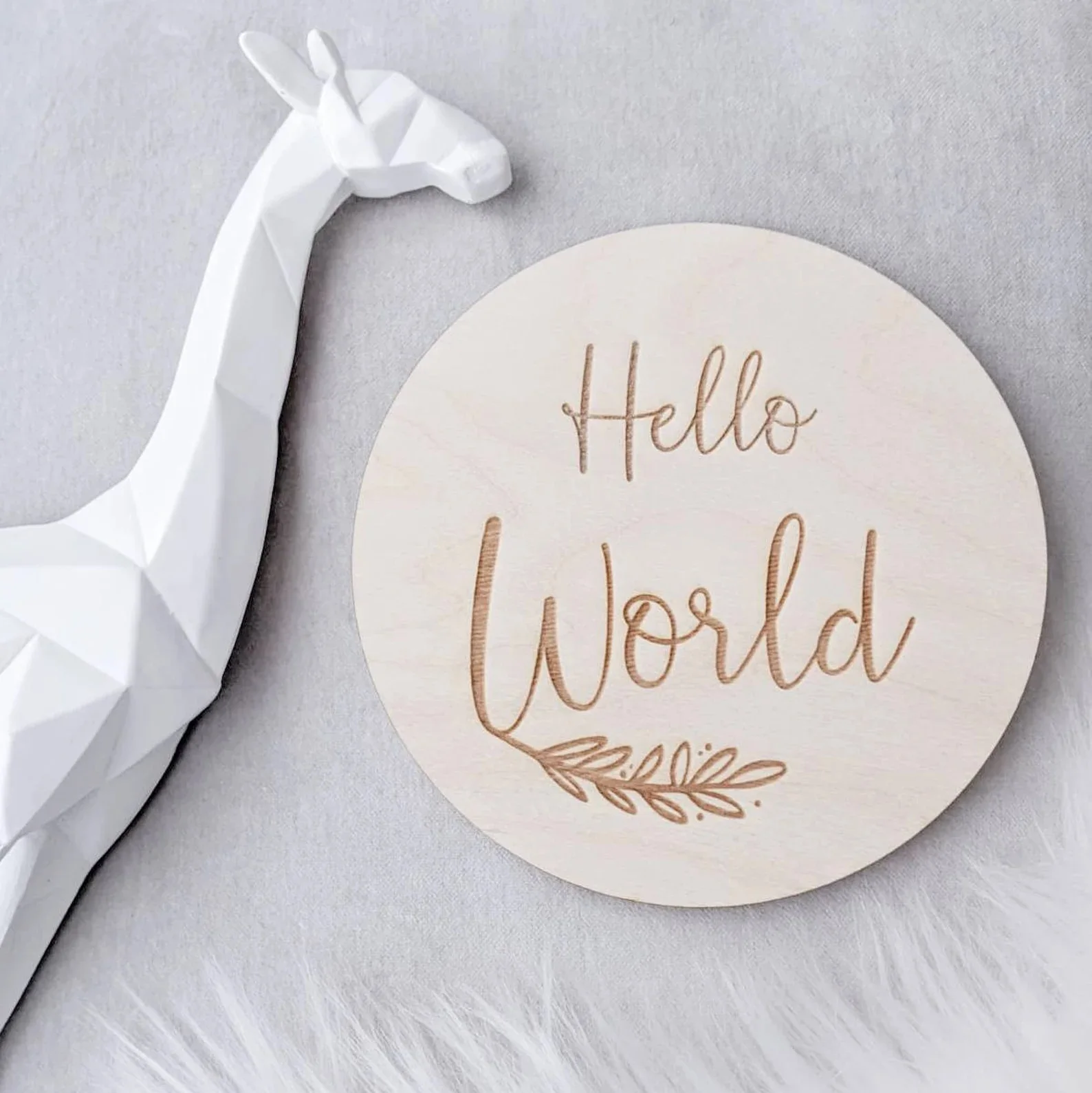 

Hello World Wooden Personalized Baby Announcement Plaque Sign Photography Props Parent To Be or Baby Shower Gift