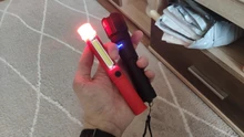 LED Flashlight Torch-Lamp Magnet Work-Inspection COB with The-Bottom And Clip Red/blue