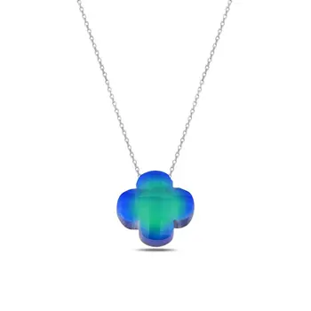 

Angemiel 925 Silver Feel Stone Clover Necklace