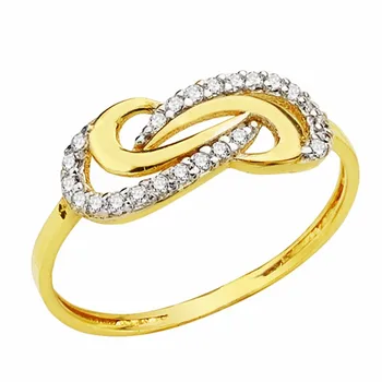 

18k solid gold ring bicolor zircons 6mm. [AA2265]