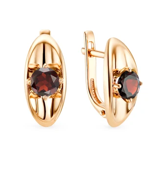 

Gold earrings with Garnet sunlight sample 585