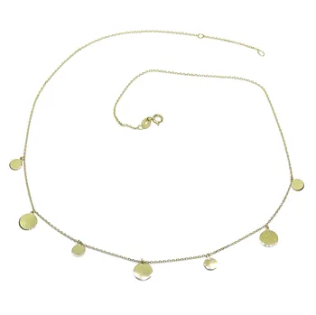 

Never say Never jewelry. necklace Fashion Yellow de 18 K gold with Chain Forced and 7 gold circles. 45cm long