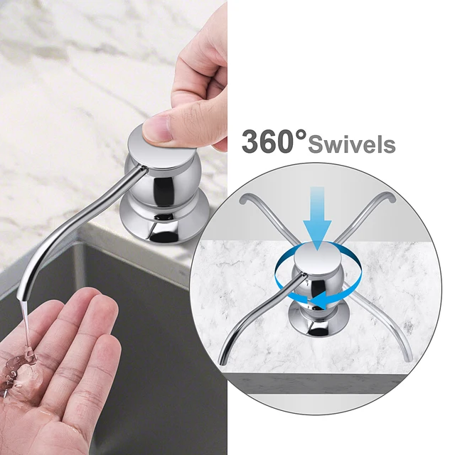 Samodra เครื่องจ่ายสบู่เหลวพร้อมขวด Chrome/นิกเกิลทองเหลืองหัวปั๊มสําหรับอ่างล้างจานตู้ทําสบู่อุปกรณ์ครัว 2 Samodra เครื่องจ่ายสบู่เหลวพร้อมขวด Chrome/นิกเกิลทองเหลืองหัวปั๊มสําหรับอ่างล้างจานตู้ทําสบู่อุปกรณ์ครัว 2