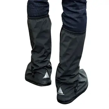 

Black Rain Boots Set Riding Essential Waterproof Shoe Cover Rain Thickening Bottom High Tube S-1 Pair