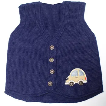 

Trolley Knitwear Navy Blue Baby Vest