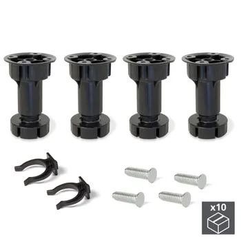 

Lot of 10 kits 4 feet Bone Emuca dimmable H 100 mm in black plastic