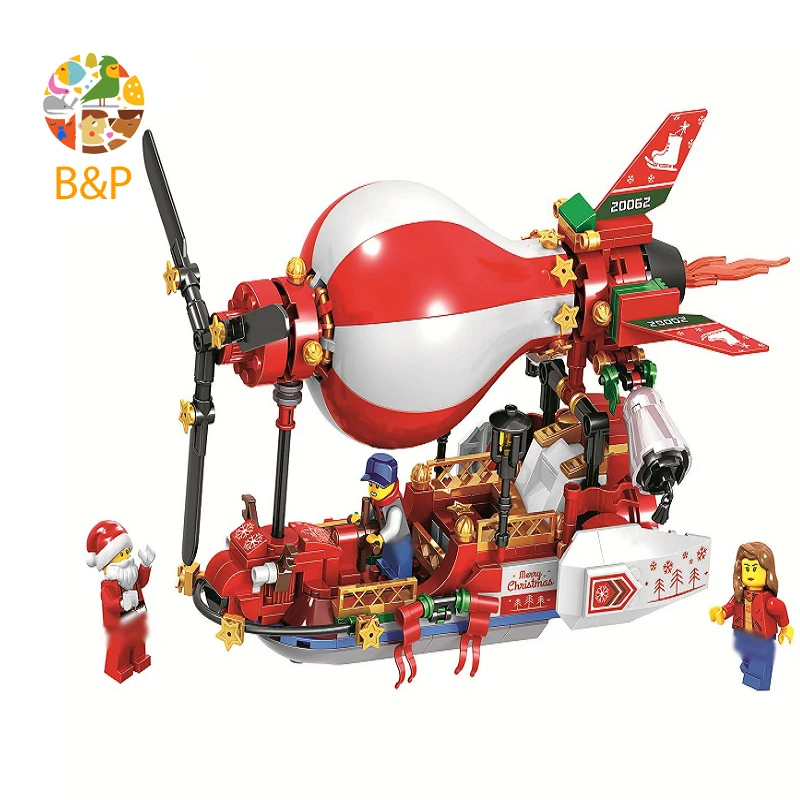 

BELA 11084 327pcs Christmas series Advent Calendar Santa Claus Air Boat Model Building Block Toy For Children Christmas Gifts