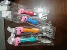 Peppa Pig-cubiertos de acero inoxidable para niños, modelos de figuras de la familia George Pig, vajilla, regalo de cumpleaños