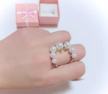 Fashion Big Geometric Pearl Paved Rings For Women 2021 New Jewelry Personality Statement