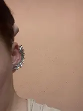 2021 nueva moda elegante Vintage Punk gótico para la oreja, de estrás de cristal brazalete de Clip de perno pendientes 1E321