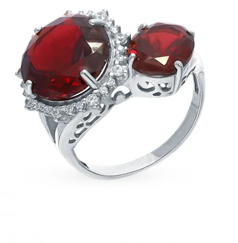 

Silver ring with cubic zirconia and Garnet sunlight sample 925