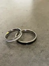 Anillos de boda de 4mm para mujer, de acero inoxidable, esmalte blanco y negro, joyería de compromiso para pareja, oro rosa, regalo minimalista, talla 3 a 10